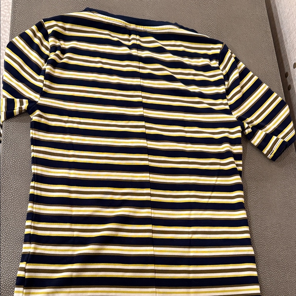 J.Crew Navy and Yellow Striped Tee, size small - Picture 5 of 5